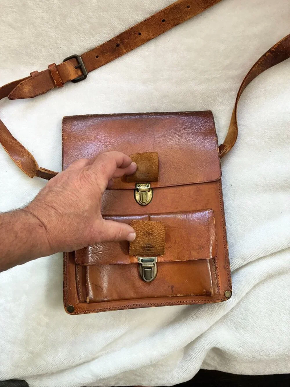 Vintage Danish Scandinavian Leather Cross Body Bag